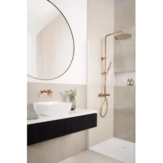 KFA Armatura MOZA BRUSHED ROSE GOLD deszczownia wannowa z baterią termostatyczną 5736-921-34