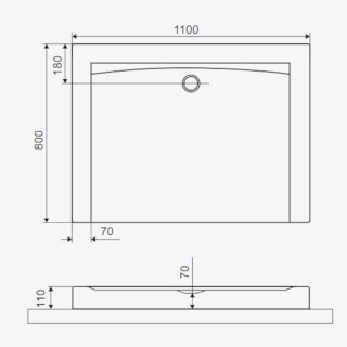 Excellent Forma Compact Brodzik prostokątny 110x80x11cm biały połysk BREX.FOR118WHC