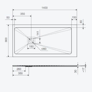 Excellent Arda Brodzik prostokątny kompozytowy 140x90cm beton BREX.1503.140.090.CON