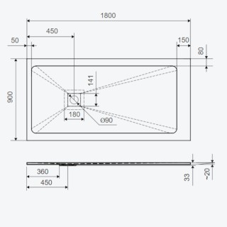 Excellent Arda Brodzik prostokątny kompozytowy 180x90cm czarny BREX.1503.180.090.BLN