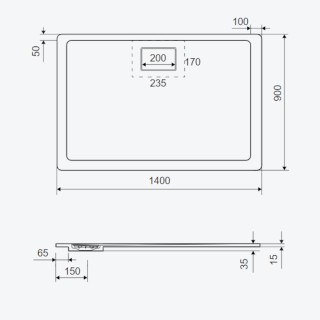 Excellent Lavano Brodzik prostokątny kompozytowy 140x90cm beton BREX.1103.140.090.CON