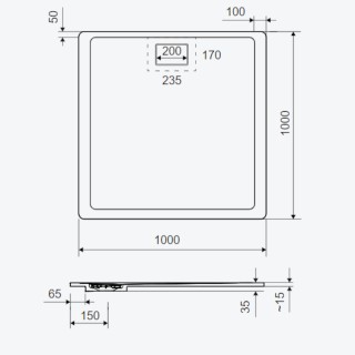 Excellent Lavano Brodzik kwadratowy kompozytowy 100x100cm beton BREX.1102.100.100.CON