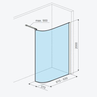 Excellent Vidoq Ścianka prysznicowa gięta walk-in 93x200cm powłoka clean control chrom KAEX.1507.930.LP.CR