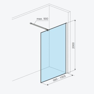 Excellent Vidoq Ścianka prysznicowa prosta walk-in 100x200cm powłoka clean control złoty połysk KAEX.1506.1000.LP.GL