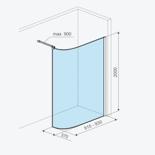 Excellent Vidoq Ścianka prysznicowa gięta walk-in 93x200cm powłoka clean control czarny mat KAEX.1507.930.LP.BL