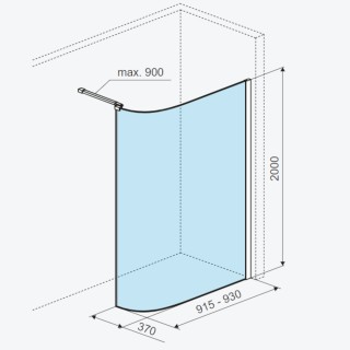 Excellent Vidoq Ścianka prysznicowa gięta walk-in 93x200cm powłoka clean control złoty połysk KAEX.1507.930.LP.GL