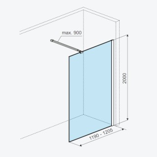 Excellent Vidoq Ścianka prysznicowa prosta walk-in 120x200cm powłoka clean control czarny mat KAEX.1506.1200.LP.BL