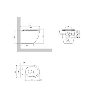 Omnires OTTAWA COMFORT miska toaletowa wisząca SILENT POWER™ z deską wolnoopadającą, 54 x 37 cm, biały mat OTTAWACSPMWBM