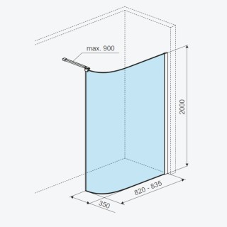 Excellent Vidoq Ścianka prysznicowa gięta walk-in 83x200cm powłoka clean control chrom KAEX.1507.830.LP.CR