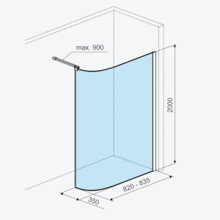 Excellent Vidoq Ścianka prysznicowa gięta walk-in 83x200cm powłoka clean control złoty połysk KAEX.1507.830.LP.GL