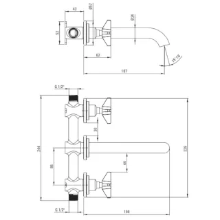 Deante Temisto Bateria umywalkowa czarny BQT_N54D