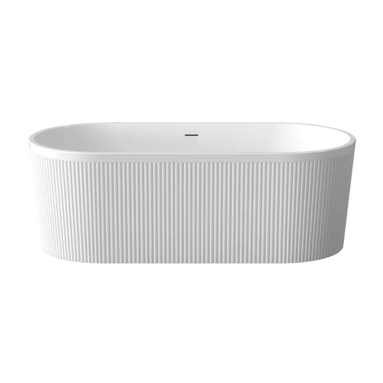 Invena Wolnostojąca wanna ryflowana Glamour 170 cm, w komplecie z syfonem i korkiem/odpływem w kolorze białym AN-01-120-M Invena Wolnostojąca wanna ryflowana Glamour 170 cm, w komplecie z syfonem i korkiem/odpływem w kolorze białym AN-01-120-M