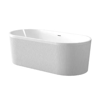 Invena Wolnostojąca wanna ryflowana Glamour 170 cm, w komplecie z syfonem i korkiem/odpływem w kolorze białym AN-01-120-M