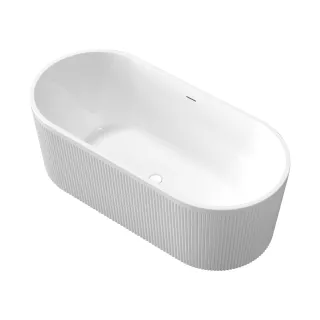 Invena Wolnostojąca wanna ryflowana Glamour 170 cm, w komplecie z syfonem i korkiem/odpływem w kolorze białym AN-01-120-M