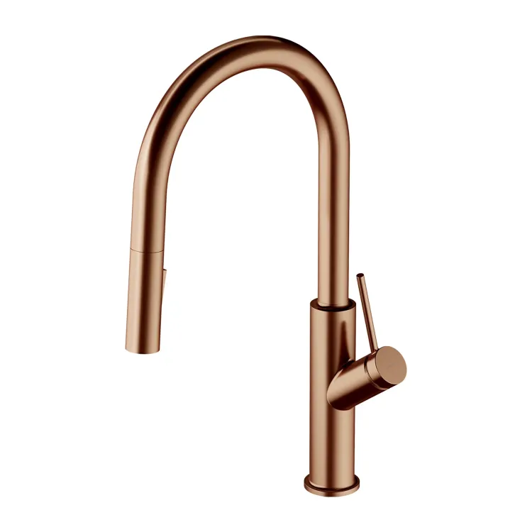 Omnires BEND bateria kuchenna z wyciąganą wylewką, miedź szczotkowana BE6455CPB Omnires BEND bateria kuchenna z wyciąganą wylewką, miedź szczotkowana BE6455CPB