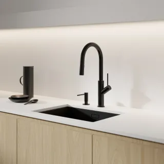 Omnires BEND bateria kuchenna z wyciąganą wylewką, czarny półmat BE6455BL