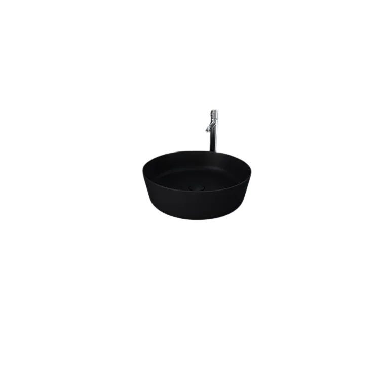 RAK Ceramics FEELING Umywalka slim nablatowa okrągła 42 cm czarny mat (504) FEECT4200504A