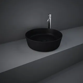 RAK Ceramics FEELING Umywalka slim nablatowa okrągła 42 cm czarny mat (504) FEECT4200504A