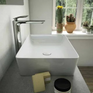 RAK Ceramics FEELING Umywalka slim nablatowa prostokątna 50x36 cm biały połysk (AWHA) FEECT5000AWHA