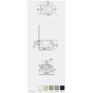 RAK Ceramics FEELING Resort Miska WC podwiesz. Rimless 52x36 cm czarny mat (504) RST23504A