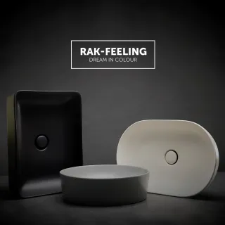 RAK Ceramics FEELING Umywalka slim nablatowa okrągła 42 cm beż mat (505) FEECT4200505A