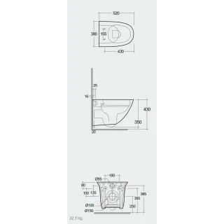 RAK Ceramics SENSATION Miska WC podwiesz. Rimless 52x38 cm biały połysk SENWC1446AWHA