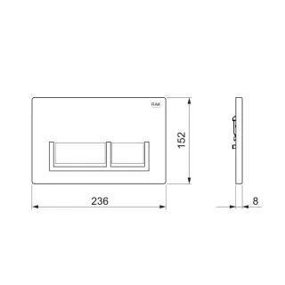 RAK Ceramics ECOFIX Przycisk biały prostokąt (obrys chrom) W-CH-W FS04RAKWHRE8C