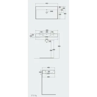 RAK Ceramics DES UMYWALKA PODWIESZ.NABLAT.81X46CM BEZ OTWORU DESWB08100AWHA