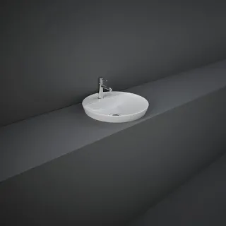 RAK Ceramics VARIANT Umywalka wpuszczana okrągła 42x42 cm z otworem biały połysk VARDI14201AWHA