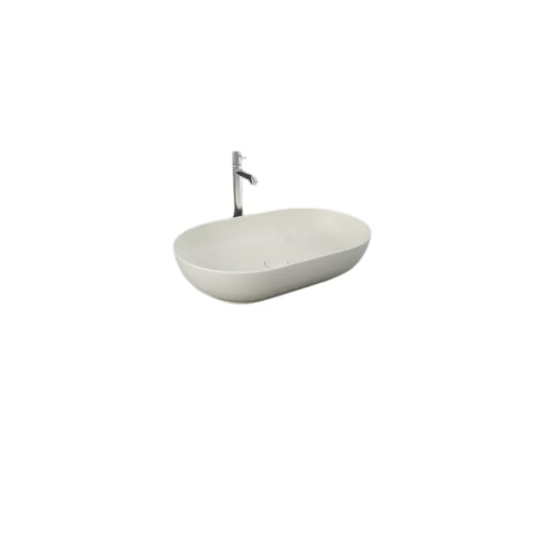 RAK Ceramics FEELING Umywalka slim nablatowa owalna 55x35 cm beż mat (505) FEECT5500505A