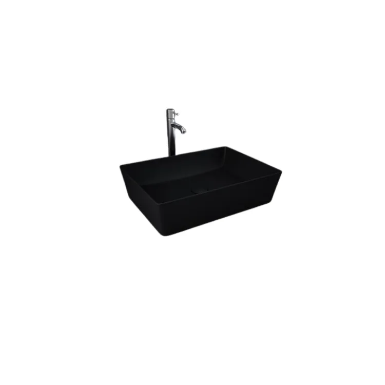 RAK Ceramics FEELING Umywalka slim nablatowa prostokątna 50x36 cm czarny mat (504) FEECT5000504A