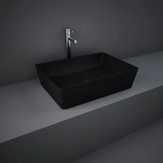 RAK Ceramics FEELING Umywalka slim nablatowa prostokątna 50x36 cm czarny mat (504) FEECT5000504A