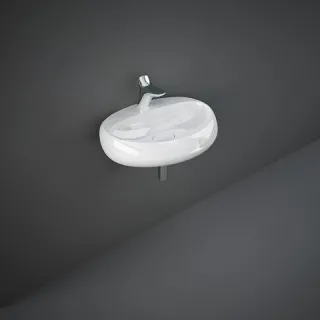 RAK Ceramics CLOUD Umywalka podwiesz. & nablat. owalna 65x44cm z otworem biały połysk CLOWB6501AWHA