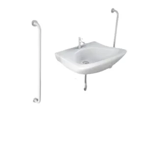 RAK Ceramics RAK-BELLA Umywalka ergonomiczna dla niepełnosprawnych podwieszana 61x51 cm BEWB00001