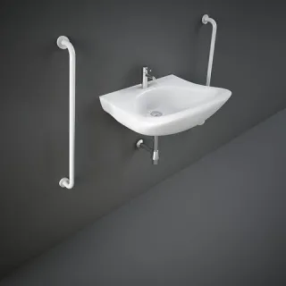 RAK Ceramics RAK-BELLA Umywalka ergonomiczna dla niepełnosprawnych podwieszana 61x51 cm BEWB00001