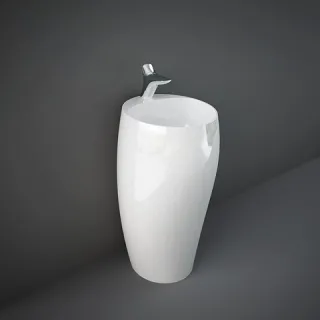 RAK Ceramics CLOUD Umywalka wolnostojąca okrągła 50x47cm z otworem biały połysk CLOFS5001AWHA