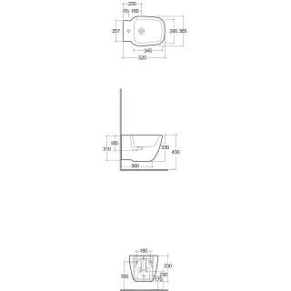 RAK Ceramics ONE Bidet podwieszany 52x36,5 cm biały połysk EL08AWHA,ONBI00005
