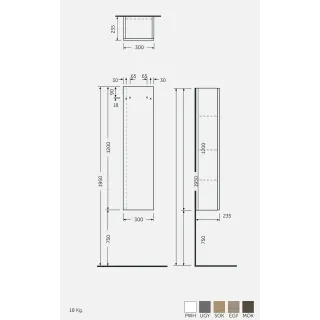 RAK Ceramics JOY Szafka wisząca słupek 30x120 cm scandin. oak JOYTS120SOK