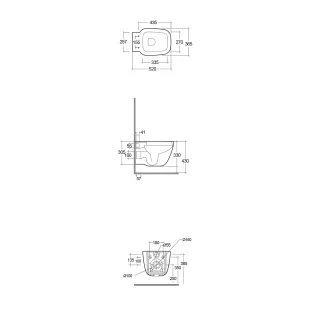 RAK Ceramics ONE Miska WC podwiesz, Rimless 52x36,5cm biały połysk EL13AWHA,ONWC00006
