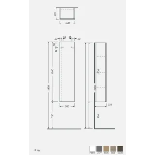RAK Ceramics JOY Szafka wisząca słupek 30 x120 cm szary JOYTS120UGY