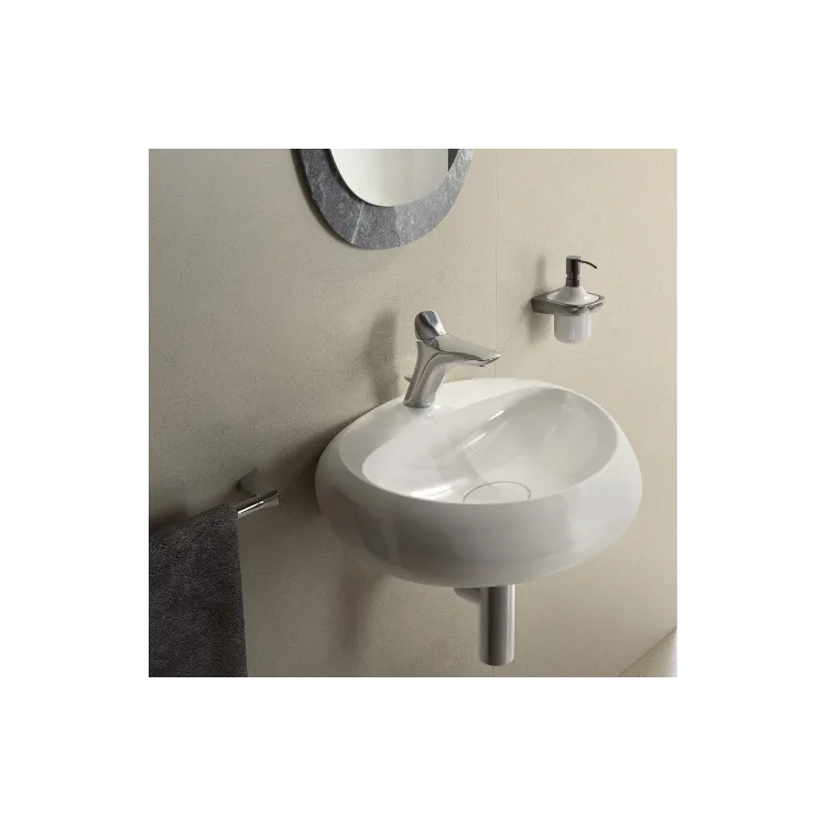 RAK Ceramics CLOUD Umywalka podwiesz. & nablat. owalna 55x42cm z otworem biały połysk CLOWB5501AWHA