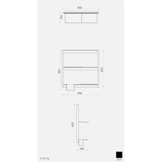 RAK Ceramics UNO Uniwersalny system półkowy mini drabinka 60x60 USSAS0002504
