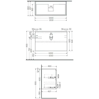 RAK Ceramics Zestaw JOY Umywalka i Szafka 100cm szara SETJOYWH100UGY