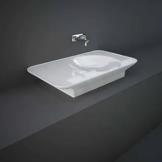 RAK Ceramics VALET Umywalka podwieszana & nablatowa 92 x 50,5 cm blat L biały połysk VALWB09300AWHA