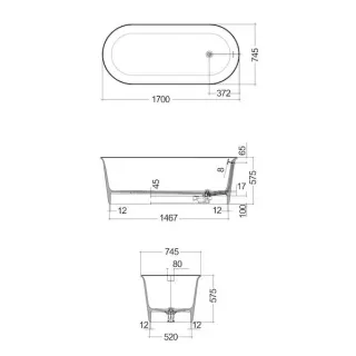 RAK Ceramics VALET Wanna 170 x 74,5 biały mat VALBT17075500