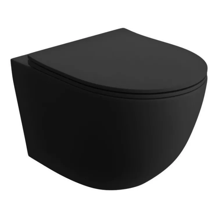 RaCer Zestaw MEDEA Miska z Deską WC Slim W/O podwiesz. 49 cm Czarny Mat RACSET01ME504