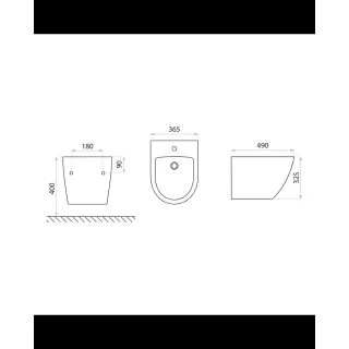 RaCer Bidet podwieszany MEDEA 49 cm Czarny Mat RACBD01ME504