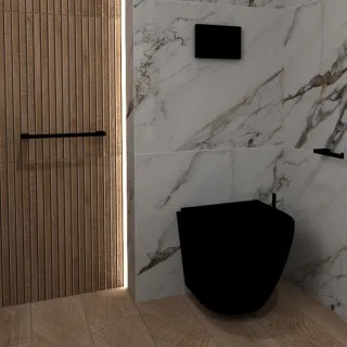 RaCer Zestaw MEDEA Miska z Deską WC Slim W/O podwiesz. 49 cm Czarny Mat RACSET01ME504