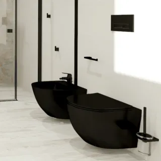 RaCer Zestaw MEDEA Miska z Deską WC Slim W/O podwiesz. 49 cm Czarny Mat RACSET01ME504