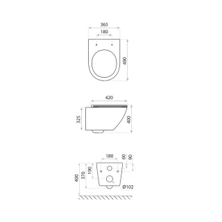 RaCer Zestaw MEDEA Miska z Deską WC Slim W/O podwiesz. 49 cm Czarny Mat RACSET01ME504